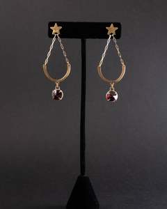 Aotearoa New Zealand Made: Garnet Rose & Arch Earrings - One of a Kind