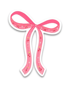 Under 25 Goodies: Vinyl Sticker - Pink Cherry Bow