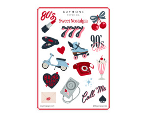 Under 25 Goodies: Matte Vinyl Sticker Sheet - Sweet 90s Nostalgia
