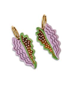 Garden Babe: Acrylic Hoop Earrings - Big Leaf Tan & Lilac