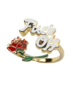 Adjustable Cloisonné Ring - Fuck Off Rose