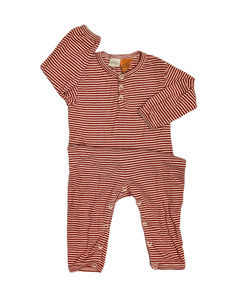 Baby Child Wear: Pre-Loved Baby - Red Stripe Onesie Suit - Nature baby - 6-12mths
