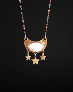 Full Collection: Moon Star Speckle Necklace - Dendritic Agate