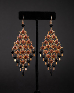 Disco Darling Chandelier Earrings - Amber & Black