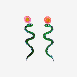 20 50 Goodies: Perspex Earrings - Glitter Green Snakes
