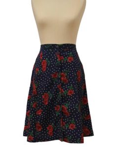 20 50 Goodies: PRE-LOVED / Target "Vintage" - Skirt Navy w Flowers & Polka Dots - Sz 14