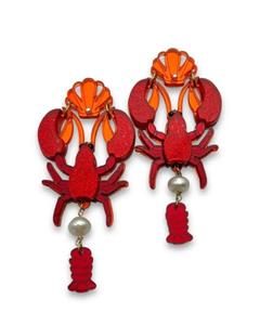 Full Collection: Acrylic Statement Stud Earrings - Lobster Queen