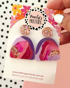 20 50 Goodies: Resin Statement Earrings - Archies - Glitter & Berry Blush