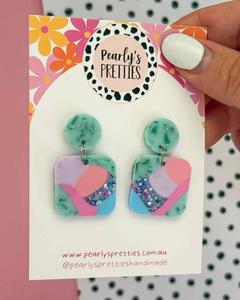 20 50 Goodies: Resin Statement Earrings - Square-ish - Bubblegum Bliss