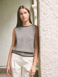 Gifts: Striped Star Vest – Black & Creme