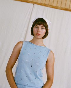 Posy Cotton Top – Sky Blue