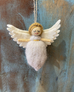 holiday ornament: Pashom | Hanging Decoration - White Felted Angel