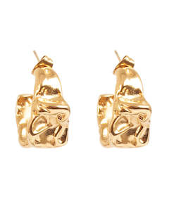Frontpage: A&C Oslo Raw Steel Hoop Earrings- gold