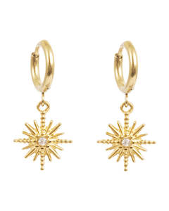 Accessories: A&C Oslo Small hoops with sparkling star- gold