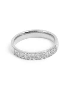 A&C Oslo Steel ring with 2 rows of crystals- silver