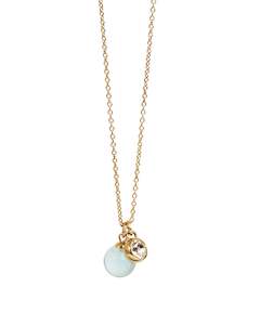 Jewellery: A&C Oslo Pure Steel Aquamarine Glass Ball Necklace-gold