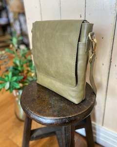 Accessories: Cosgrove & Co Carla Khaki Genuine Leather Bag