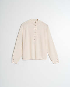 Indi & Cold Rice Stitch Sweater with Perkins Collar- cream