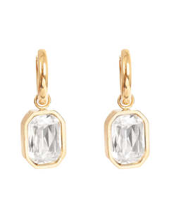 A&C Oslo Steel Statement Earrings -crystal stone