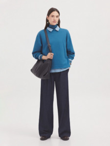 Blue Denim Pleat Pants - Denim