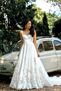 Prue ML23557 Satin A-Line Modern Wedding Dress at Madison Rose Bridal