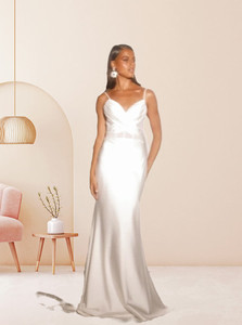 Products: Kennedy EY395 satin fitted simple wedding dress with pleat detail' Madison Rose Bridal