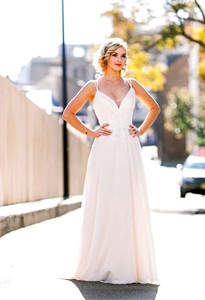 Products: Simple Light A-Line Wedding Dress with Chiffon and Lace at Madison Rose Bridal