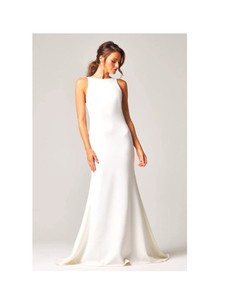 Products: Sale TC328 Tania Olsen Design Simple fitted high neck low back wedding dress - Madison Rose Bridal NZ