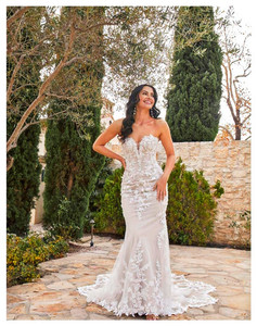 Products: Romantic Lace Fitted Strapless Wedding Dress - Kirsten SR2423 by Madi Lane