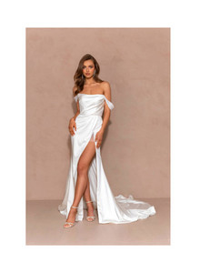 Products: Sale Tate EY415 modern satin fitted and strapless wedding dr Madison Rose Bridal