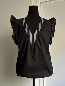 Ready To Wear: ON NEW GROUND REVERSIBLE NECKLINE BLOUSE Black Organic Cotton (Ready to Wear Size 16)