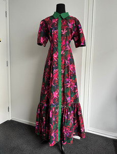 TAKE ME ON MAXI SHIRT DRESS Pink and Red Floral (Ready to Wear Size 12)