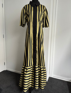 TAKE ME ON MAXI SHIRT DRESS Chartreuse Stripe (Ready to Wear Size 14)