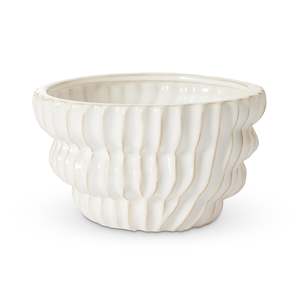 Planters Artificial Plants: Somerset Ribbed White Planter