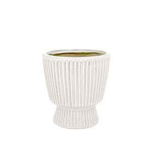 Taylor Ribbed White Planter Small