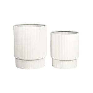 Carmen Ribbed White Planter - Set of 2