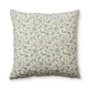Block Print Cushions: Floriana Seafoam Block Print Cushion 50cm