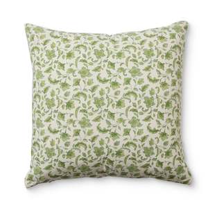 Floriana Green Block Print Cushion 50cm