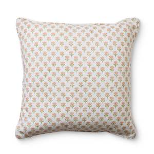 Block Print Cushions: Suri Buti Pink/Green Block Print Cushion 50cm
