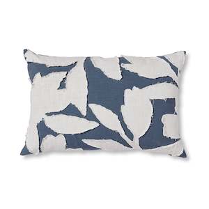 Noah Applique Washed Blue/Off-White Cushion