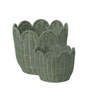 Mali Green Rattan Basket Set 2