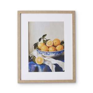 Mirrors Wall Decor: Orange Blue China Bowl Framed Print