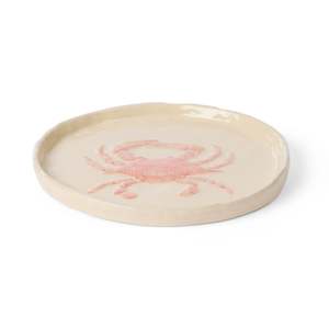 Crab Pink Glazed Plate