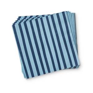 Table Linen: Niki Stripe Blue Paper Napkin Set 20Pc