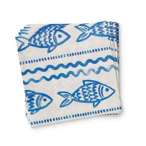 Table Linen: Positano Blue Paper Napkin Set 20Pc