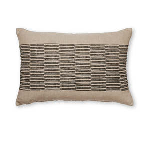 Cushions: Xavier Black/Natural Linen Cushion 40x60cm