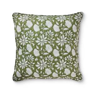Zara Green Block Print Cushion 50cm