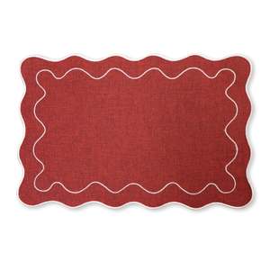 Tableware: Claudia Red/White Scalloped Rectangle Placemat 30X45cm