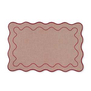 Tableware: Claudia Light Pink/Red Scalloped Rectangle Placemat 30X45cm