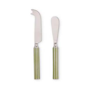 Clyde Stripe Two Tone Green Cheese Knife Set